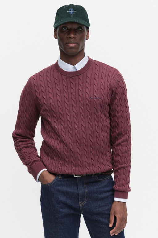 Dave cable crew neck PLUM