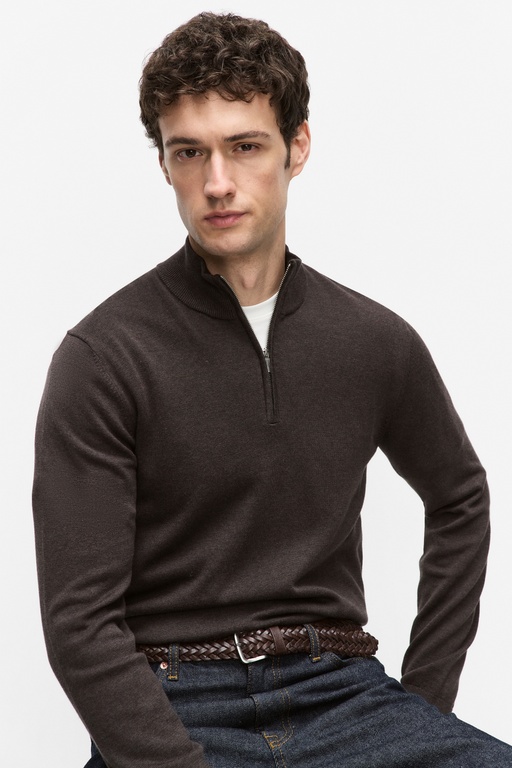 Menton half zip Menton half zip DARK BROWN