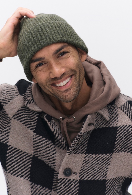 Terry wool beanie GREEN MELANGE