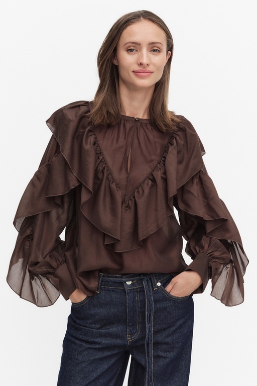 Fria frill blouse CHOCOLATE PLUM