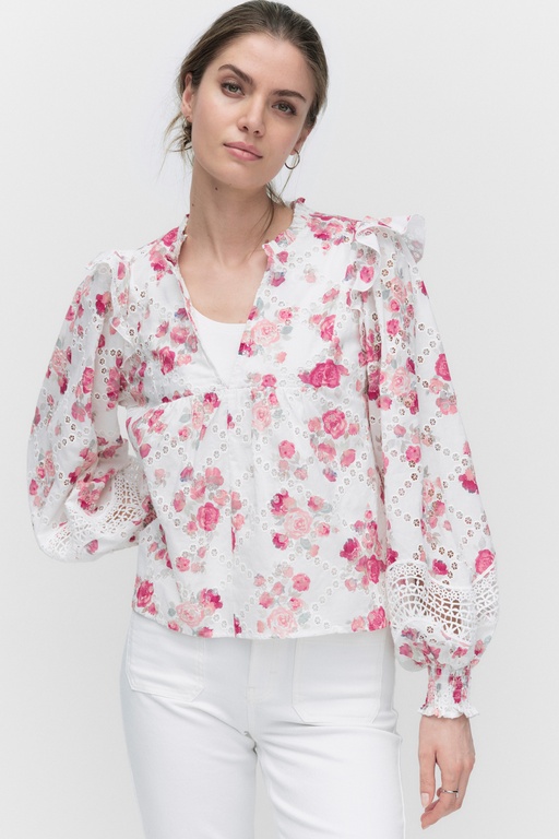 Bella blouse WHITE FLOWER
