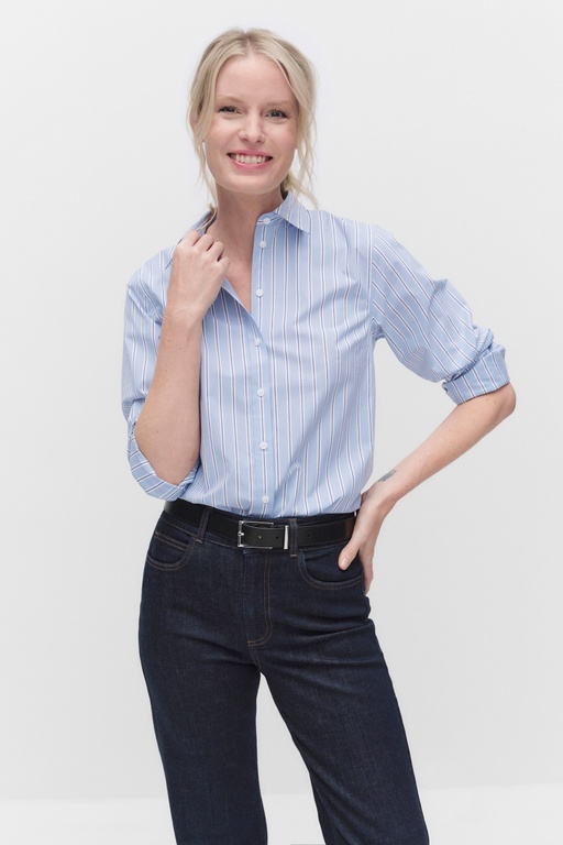Taylor basic shirt MID BLUE STRIPE