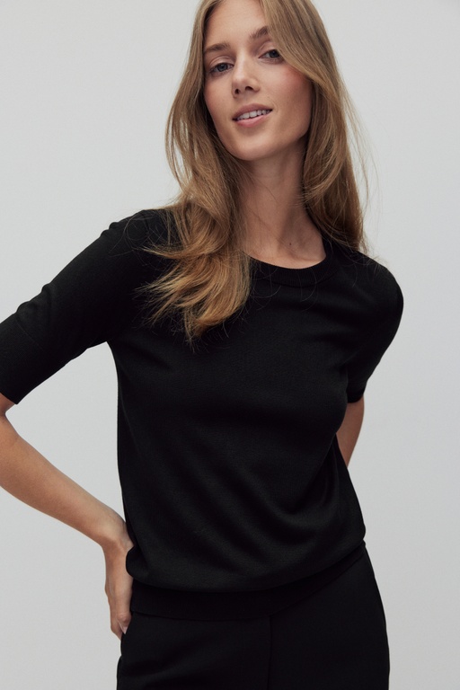 Alicia knitted tee BLACK