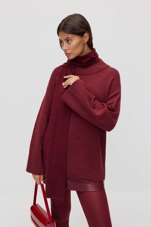 Valentina knitted scarf BURGUNDY