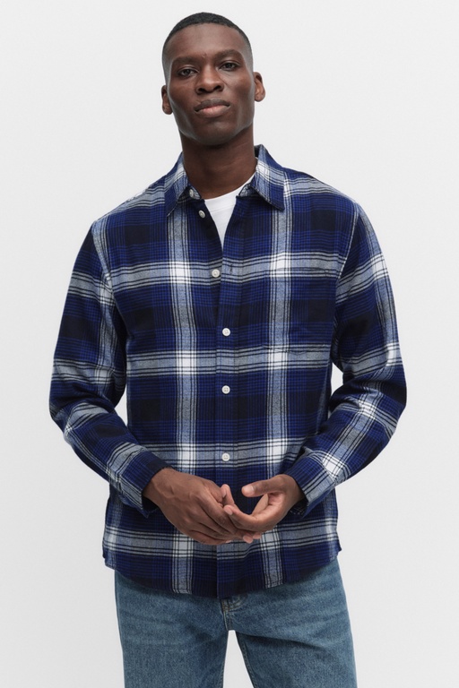 Nathan flannel shirt BLUE CHECK