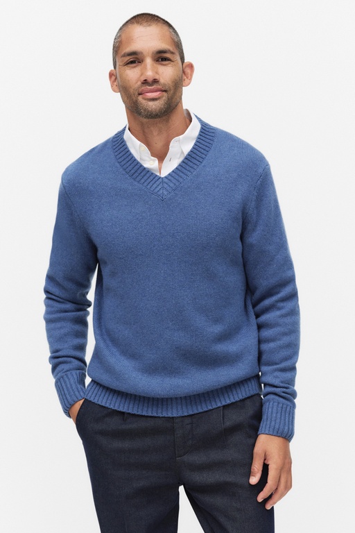 Theo wool v-neck BLUE MELANGE
