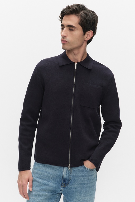 Wallace zip cardigan DARK BLUE