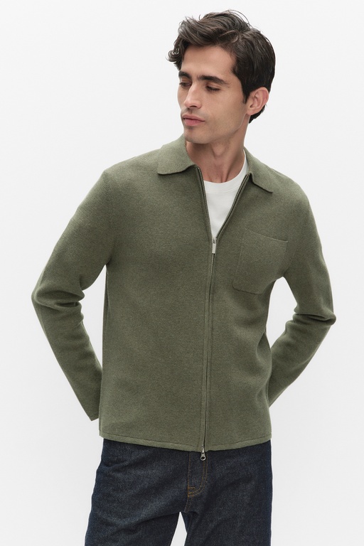 Wallace zip cardigan GREEN MELANGE