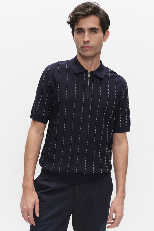 Blake knit poloshirt DK BLUE STRIPE