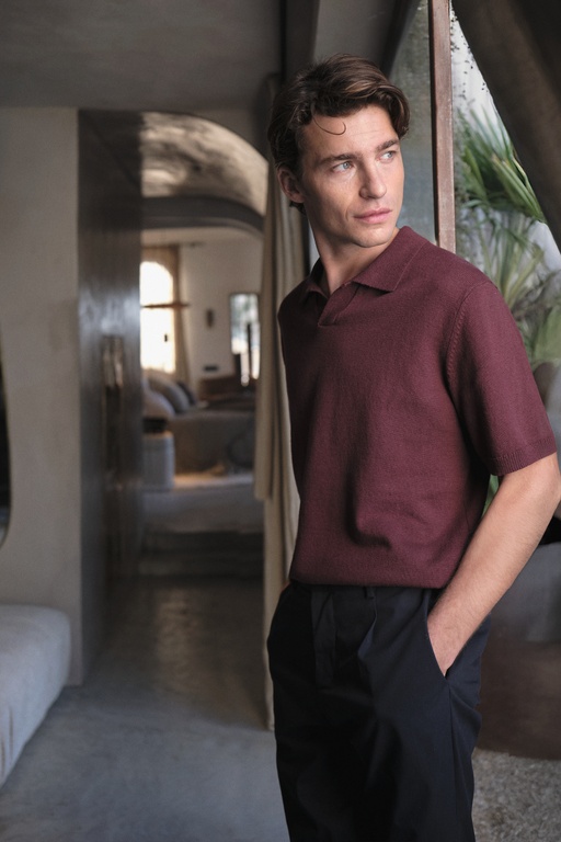 Fisher linen poloshirt Fisher linen poloshirt DARK WINE