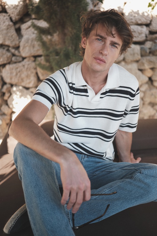 Fisher linen poloshirt Fisher linen poloshirt NAVY STRIPE