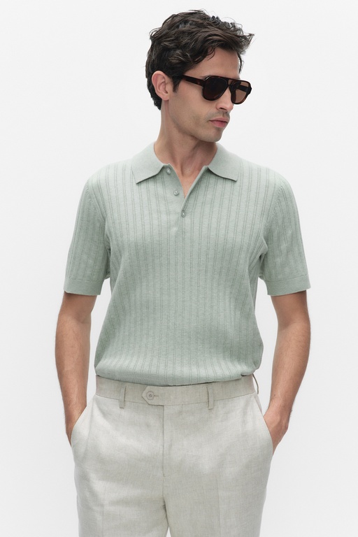 Antonio knit poloshirt LT GREEN MEL