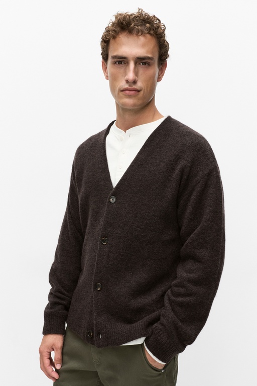 Raf wool cardigan DARK BROWN