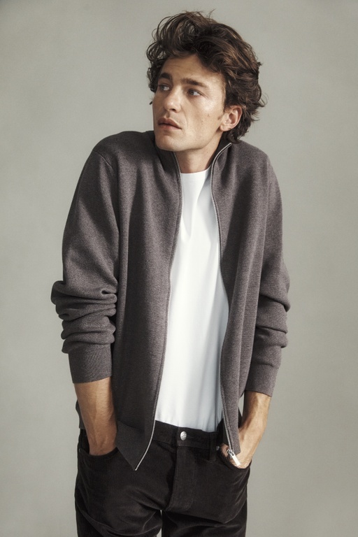 Theo zip cardigan TAUPE MELANGE
