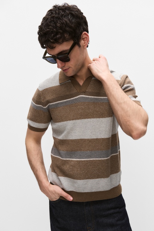 Brett jacquard poloshirt Brett jacquard poloshirt BRONZE STRIPE