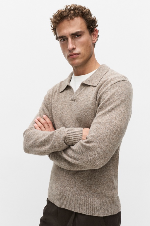Leo mouline poloshirt Leo mouline poloshirt BEIGE