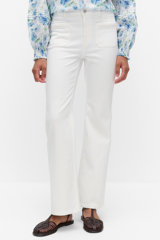 Lulu braid denim trousers WHITE
