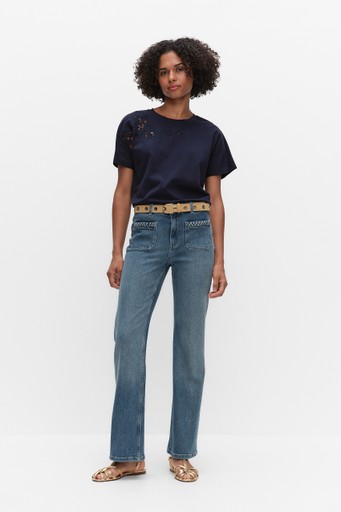 Lulu braid denim trousers