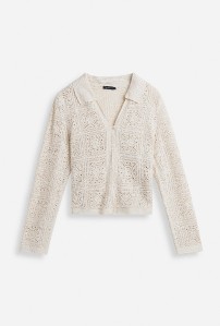 Strikket langærmet cardigan med knapper og skjortekrave fra Stockh lm Studio hos MQ.