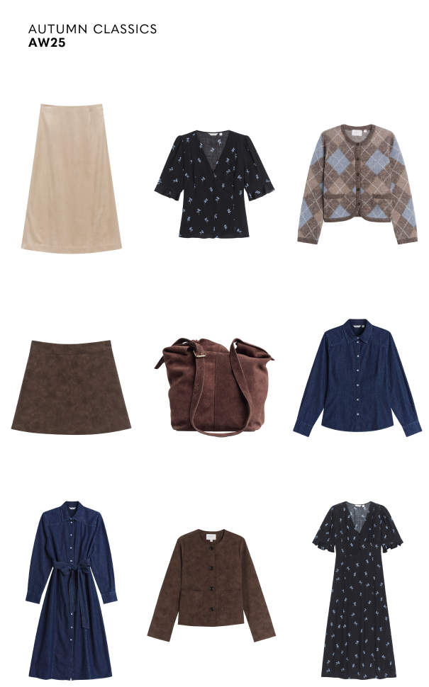 Efterårsmode 2025 til dame. Inspirationsbillede.