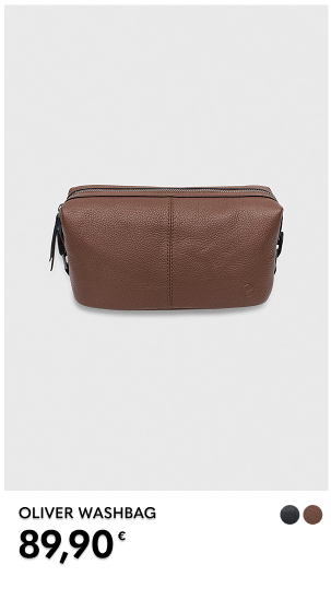 Ruskea nahkainen toilettaske miehille