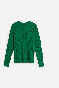 Grøn trøje i kabelstrik til herre.