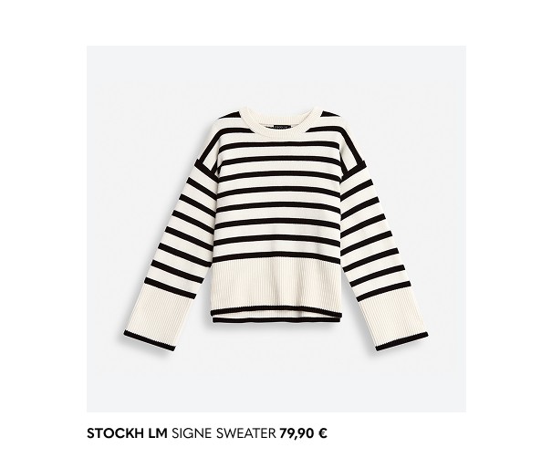 Raidallinen neulottu naisten paita merkiltä Stockholm Studio MQ Marqet:lta.