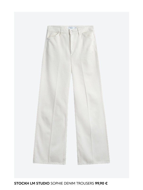 Valkoiset farkut merkiltä Stockholm Studio MQ Marqet:lta.