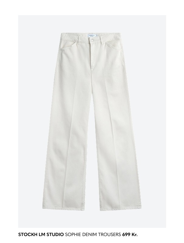 Hvide jeans fra Stockholm Studio hos MQ Marqet.