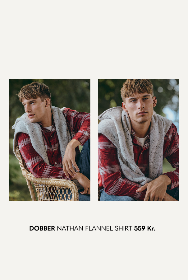 Rødternet flanelskjorte fra Dobber.