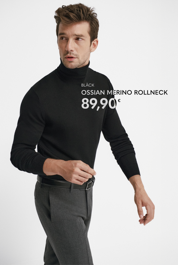 Tummansininen merinovillainen miesten kauluspaita.