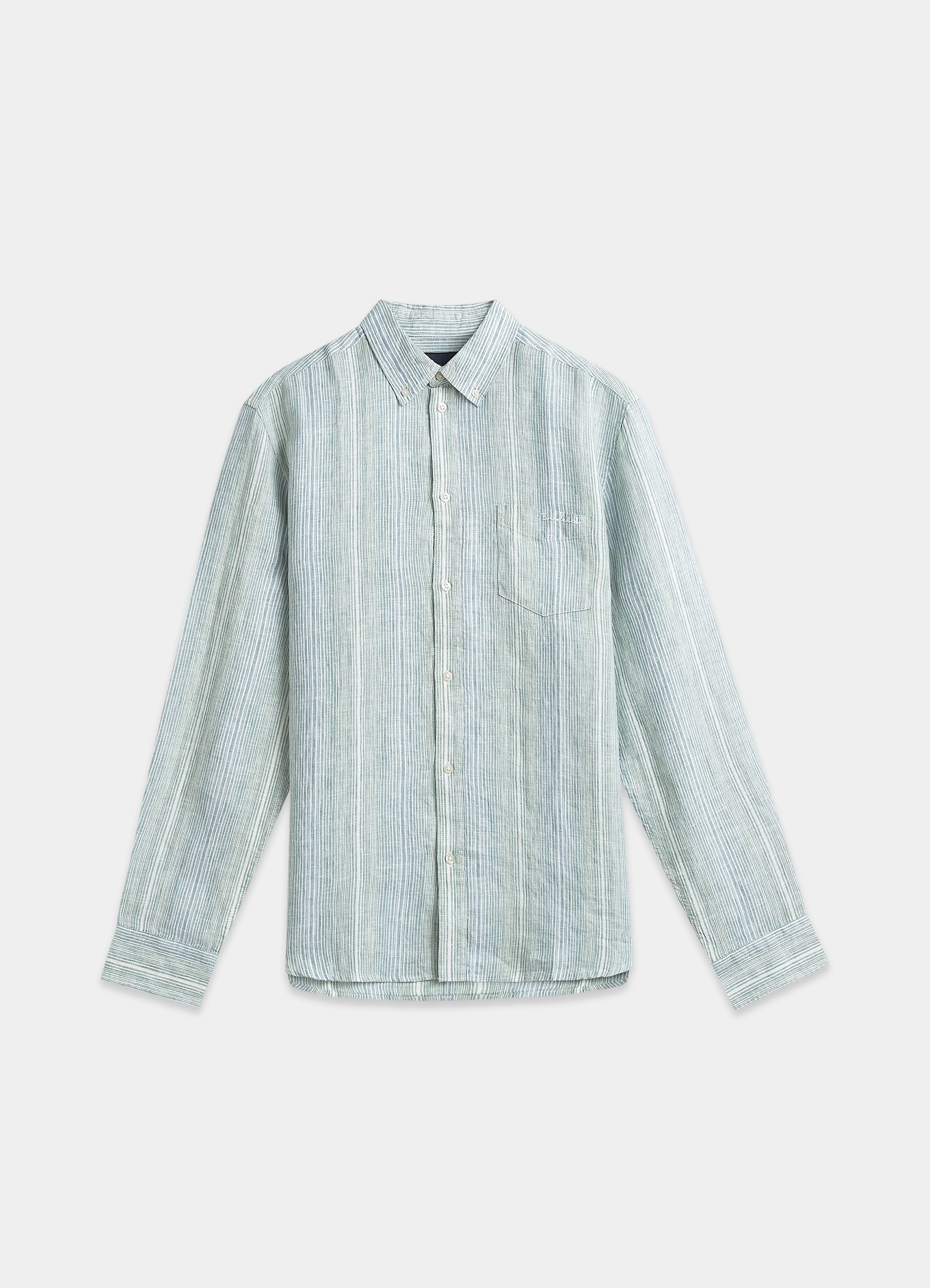 Blå‑grøn hørskjorte til mænd fra MQ Marqet.