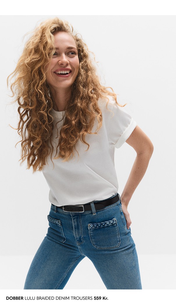 Jeans til dame med fletdetalje på lommerne.