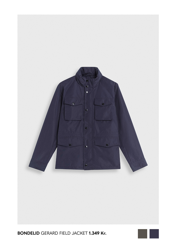 Mørkeblå overgangsjakke til herre.