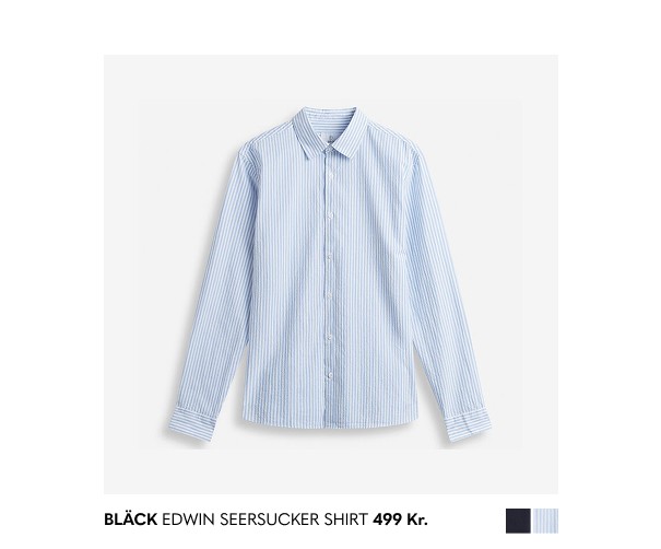 Hvid- og blåstribet hørskjorte til mænd fra Bläck hos MQ.