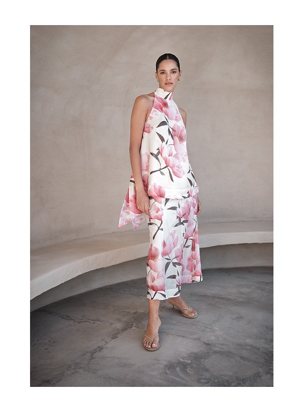 Kukkakuvioinen naisten setti, jossa on toppi ja hame MQ:lta.