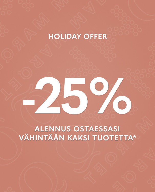 25% alennus, kun ostat vähintään kaksi tuotetta* – päivitä vaatekaappisi kauden uutuuksilla osoitteessa mq.fi.&nbsp;