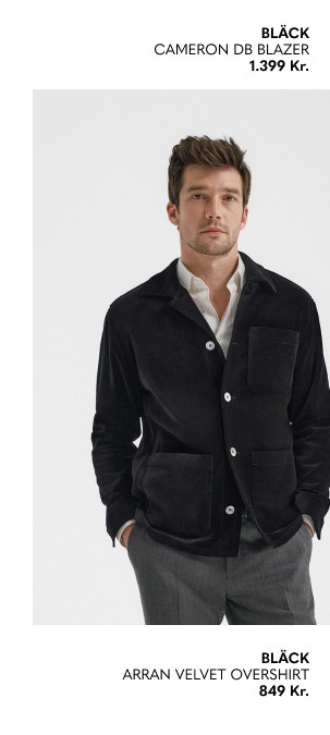 Mørkeblå klassisk cardigan i velour til herre.