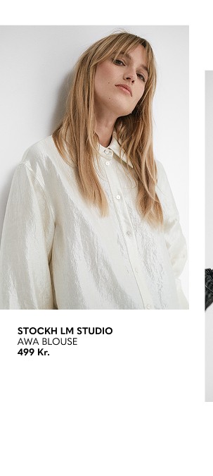 Cremhvid skjortebluse til dame.