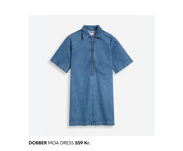 Kjole i denim med lynlås.