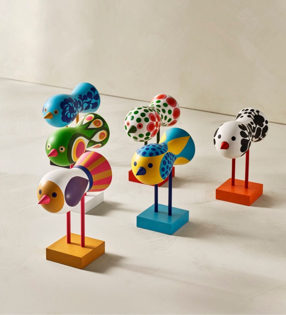 6 st färgglada fåglor från Lisa Larsons Birds 1967
