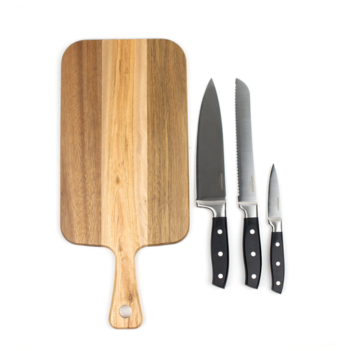 Knivset med skärbräda – 3 knivar