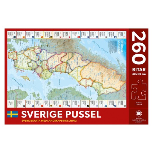 Sverige med landskap Pussel, 260 bitar