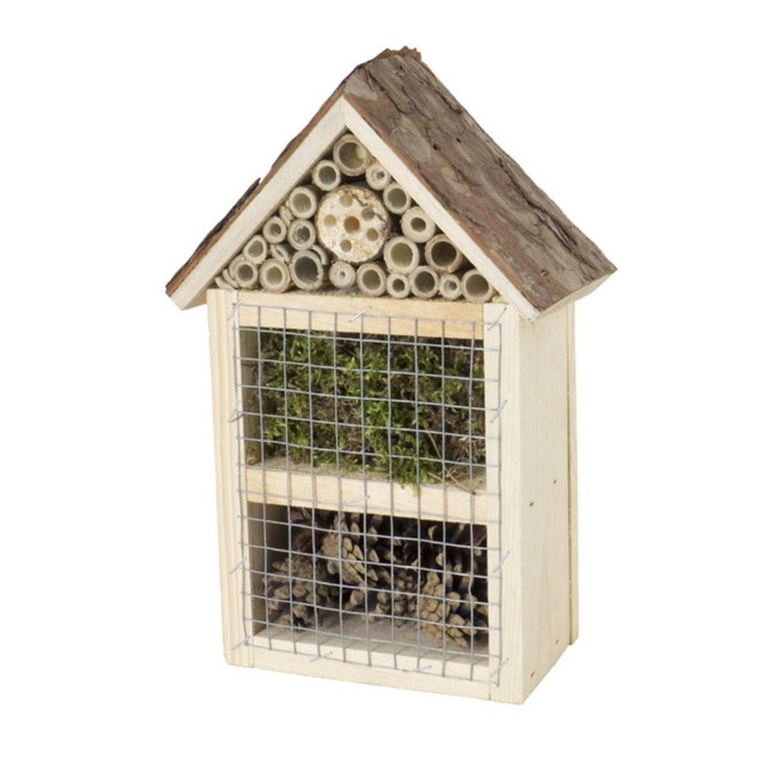 Insektshotell m barktak 3 rum Natur