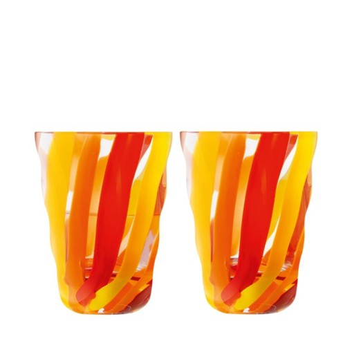 Dricksglas Folk orange/röd/gul 2-pack