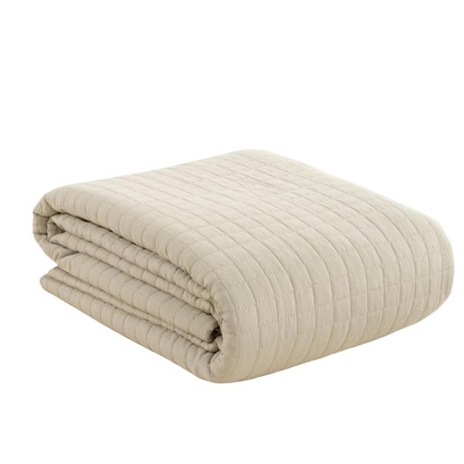 Sängöverkast quiltat Beige