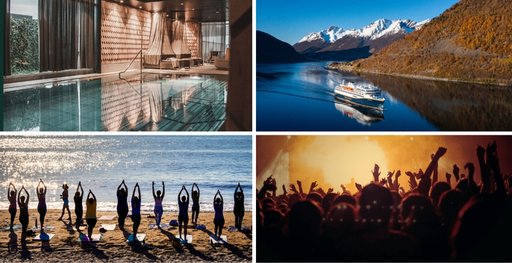 En samlingsbild med resor, hotell & konserter