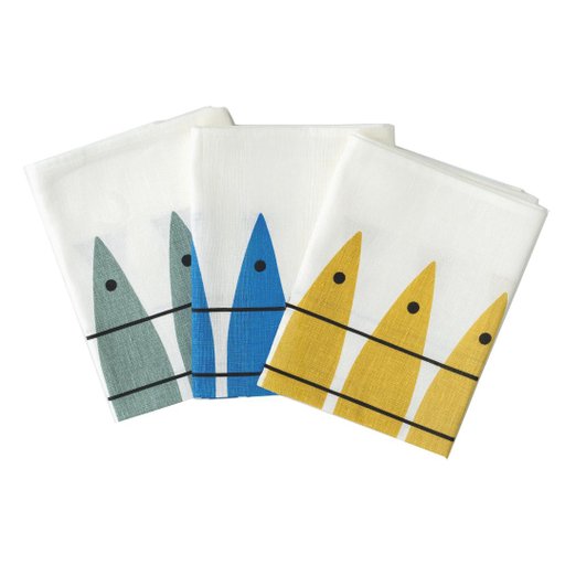 Kökshandduk Sill 3-pack. Blå, gröngrå och ockra Kökshandduk Sill 3-pack. Blå, gröngrå och ockra