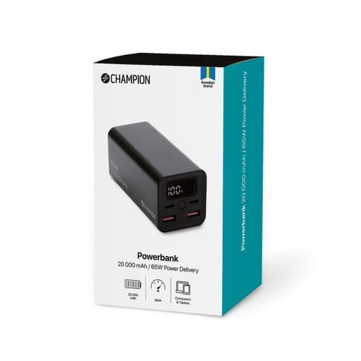 PowerBank 20.000 mAh 65W PD Svart PowerBank 20.000 mAh 65W PD Svart