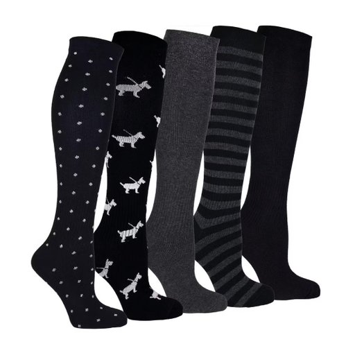 Stödstrumpor Bomull mörkt 5-pack 